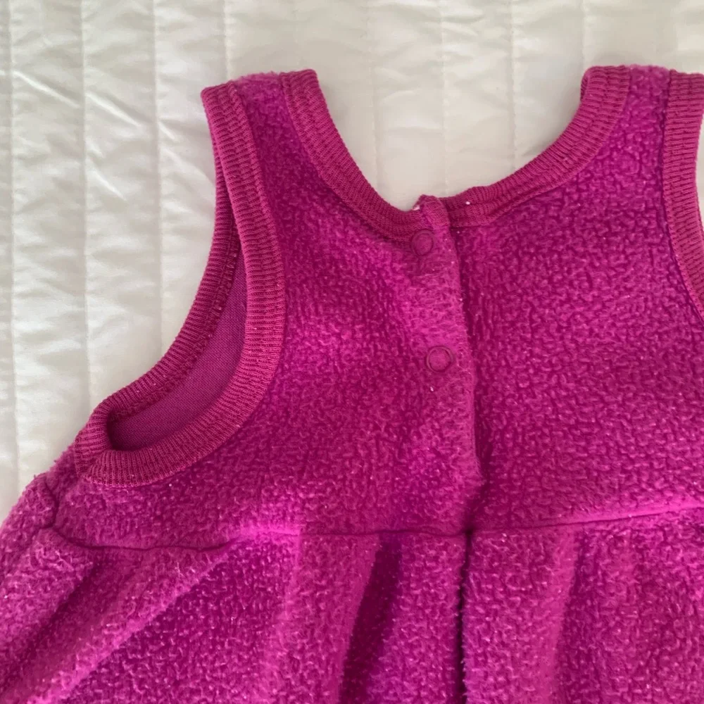 Vintage Carter's Baby Girls 3-6M Pink Floral Fleece Overalls & Shirt Set